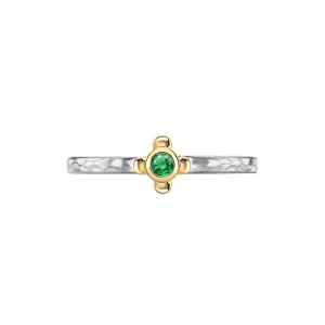 2.5mm Round Green Garnet Hammered Twinkle Ring