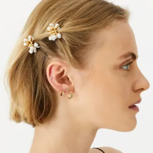 Accessorize London Women's Set of 4 Mini Pearl Floral Hair Claw Clips