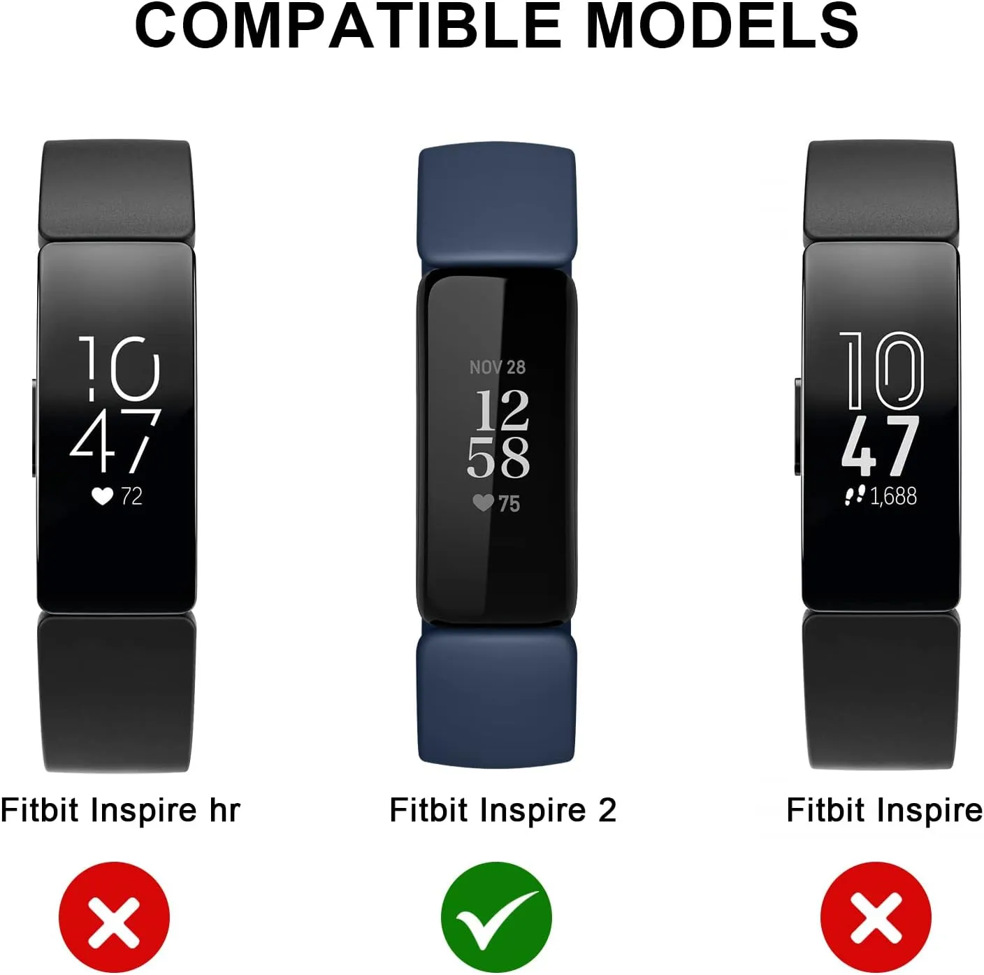 AK Band Compatible with Fitbit Inspire 2 Bands for Women Men, Adjustable Replacement Sport Wristbands Straps for Fitbit Inspire 2 / Ace 3