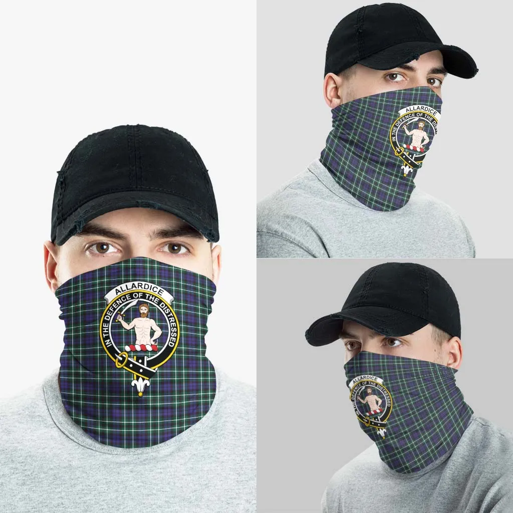 Allardice Tartan Neck Gaiters, Tartan Bandanas, Tartan Head Band with Family Crest