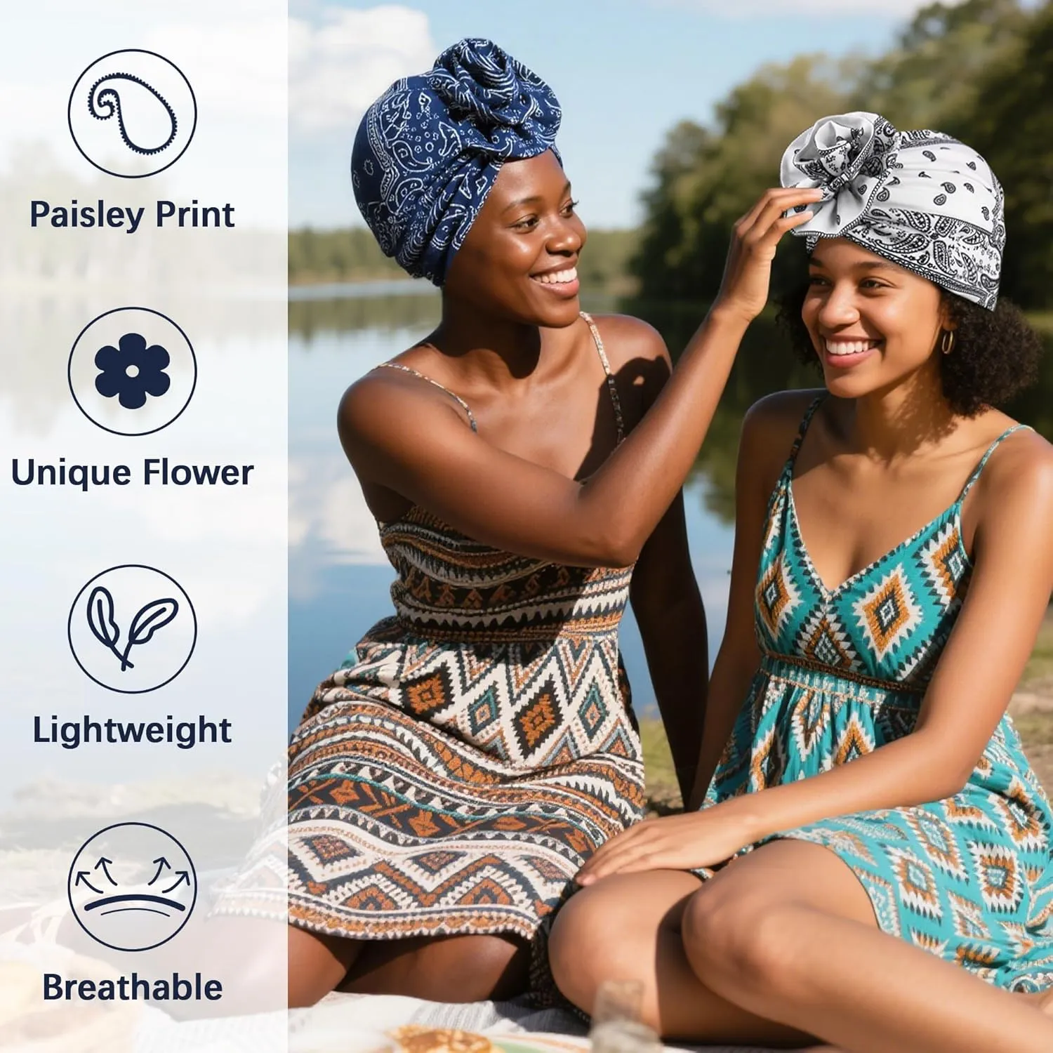 Babalet Turbans for Women Pre Tied 3D Flower Knot Head Wraps Paisley Headwear Cap Boho Fashion Beanie Cancer Chemo Bonnet