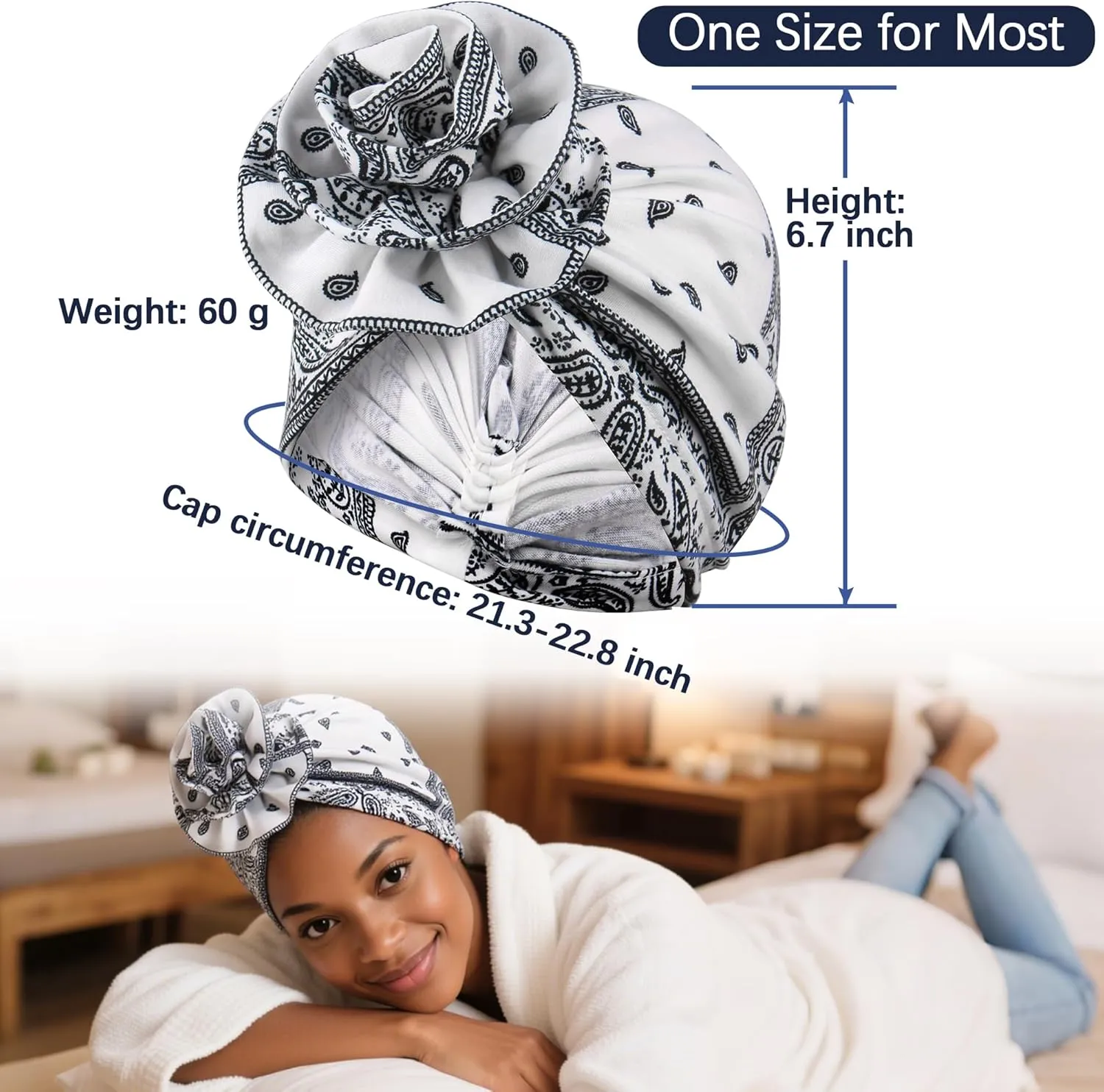 Babalet Turbans for Women Pre Tied 3D Flower Knot Head Wraps Paisley Headwear Cap Boho Fashion Beanie Cancer Chemo Bonnet