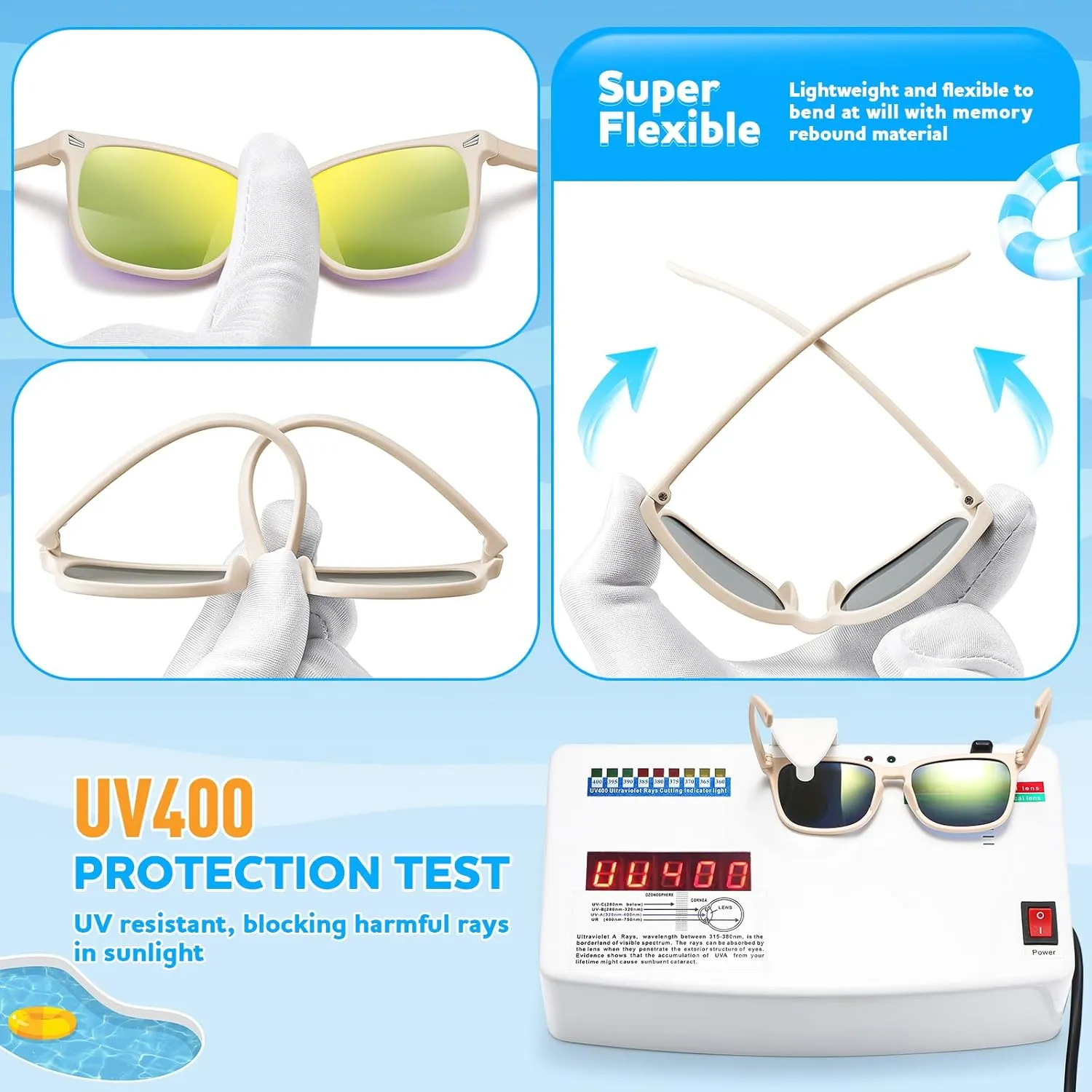 Baby Infant & Toddler Polarized Sunglasses with Strap, UV400 Protection for Boys & Girls 0-24 Months, 3 Pack