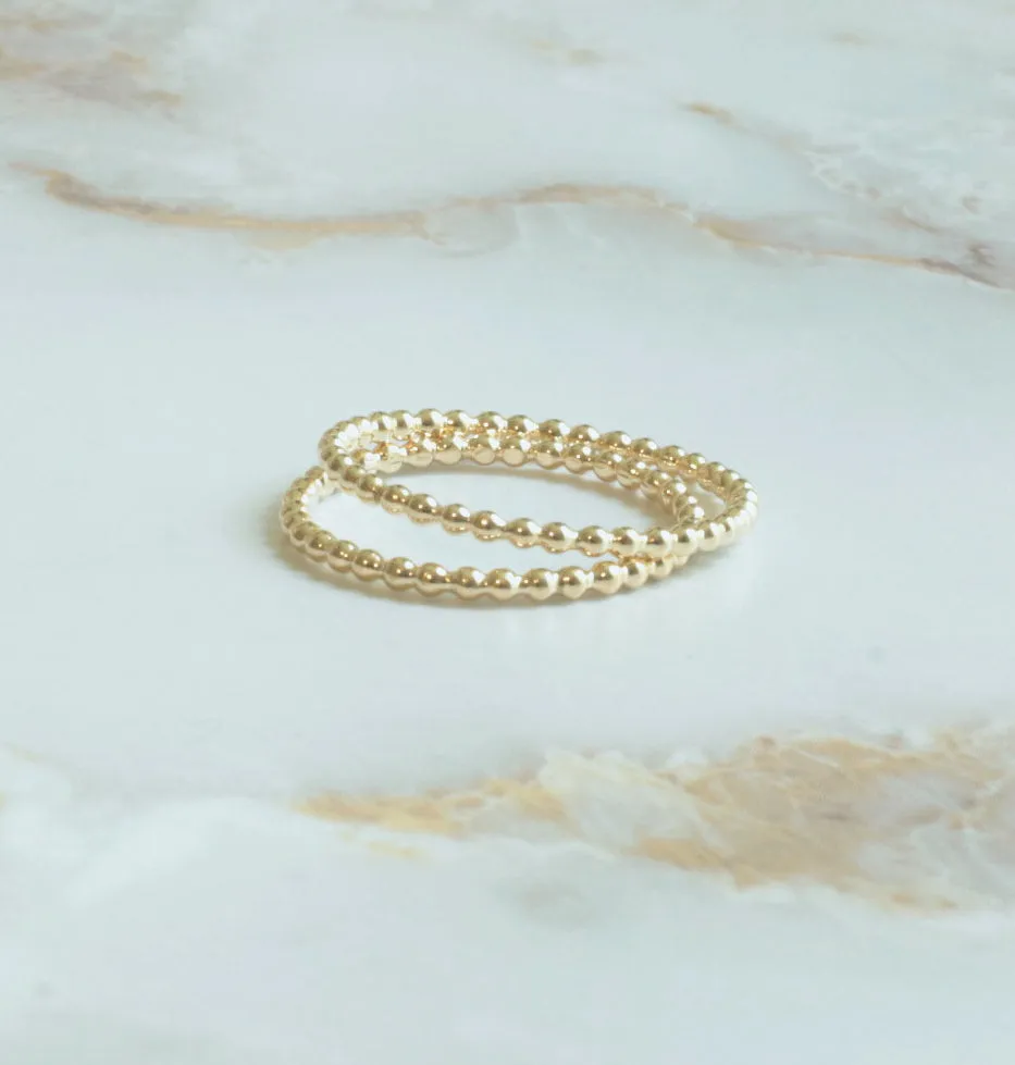 Beaded Gold Minimalist Dainty Ring