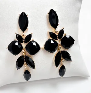 Cici - Black Rhinestone Statement Earrings