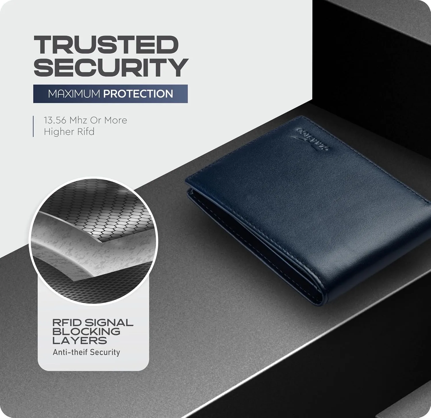 Claasico Mens Bifold Wallet for Men  Genuine Leather RFID Wallet, Slim Billfold Cardholder w/ID Window  Gift Box Included