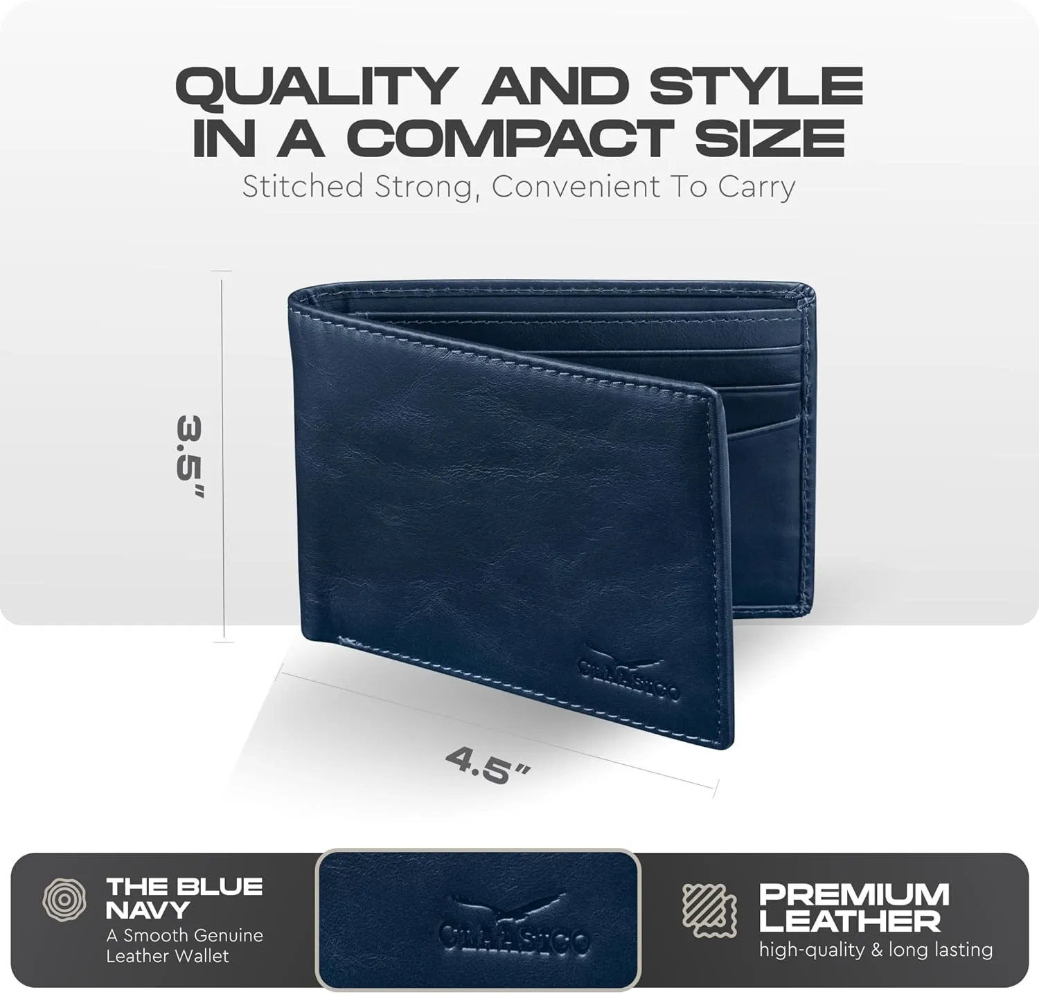 Claasico Mens Bifold Wallet for Men  Genuine Leather RFID Wallet, Slim Billfold Cardholder w/ID Window  Gift Box Included