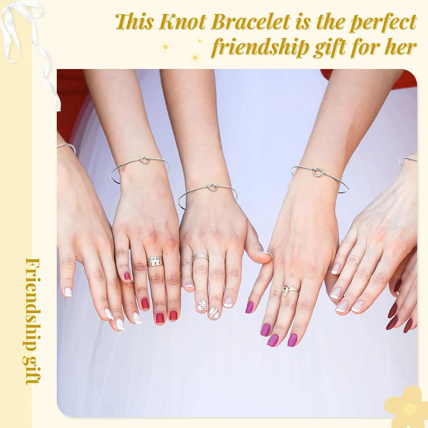 DEEKA 12 Pcs Bridesmaid Proposal Gifts, Pearl Hair Claw Clips & Bridesmaid Knot Bracelet Bachelorette Party Wedding Favors Bridal Party Present Hair Accessories for Women(Silver Bracelets)