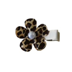 Embellished Non Slip Hair Clip - Leopard Print Flower