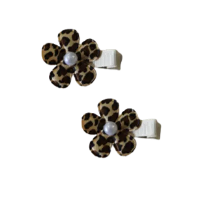 Embellished Non Slip Hair Clip - Leopard Print Flower