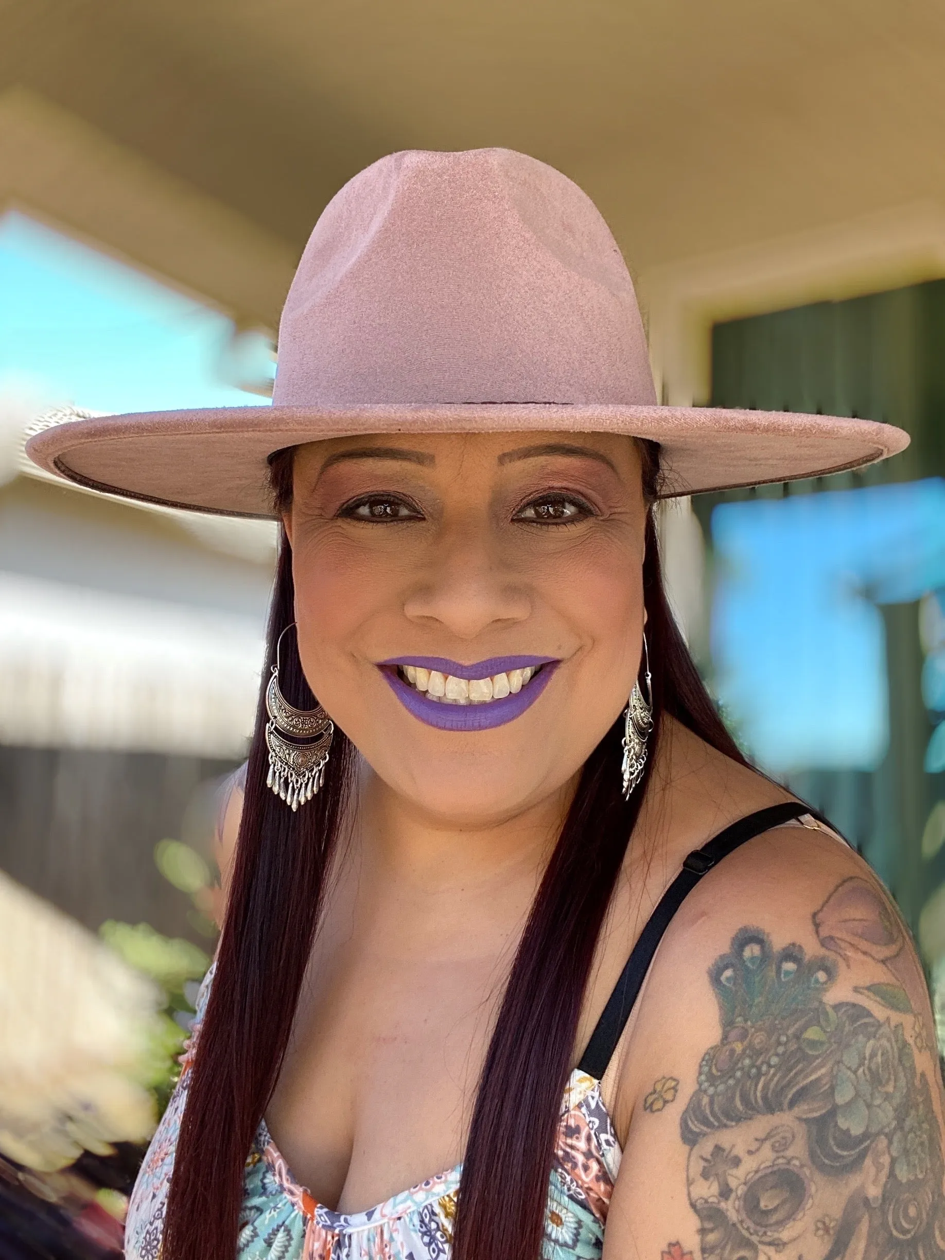 Faux Suede Wide Brim Hat