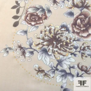 Floral Printed Silk Chiffon - Brown/Tan/Natural