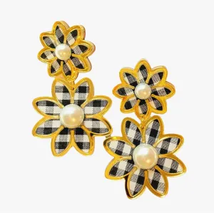 Gingham Daisy Earrings