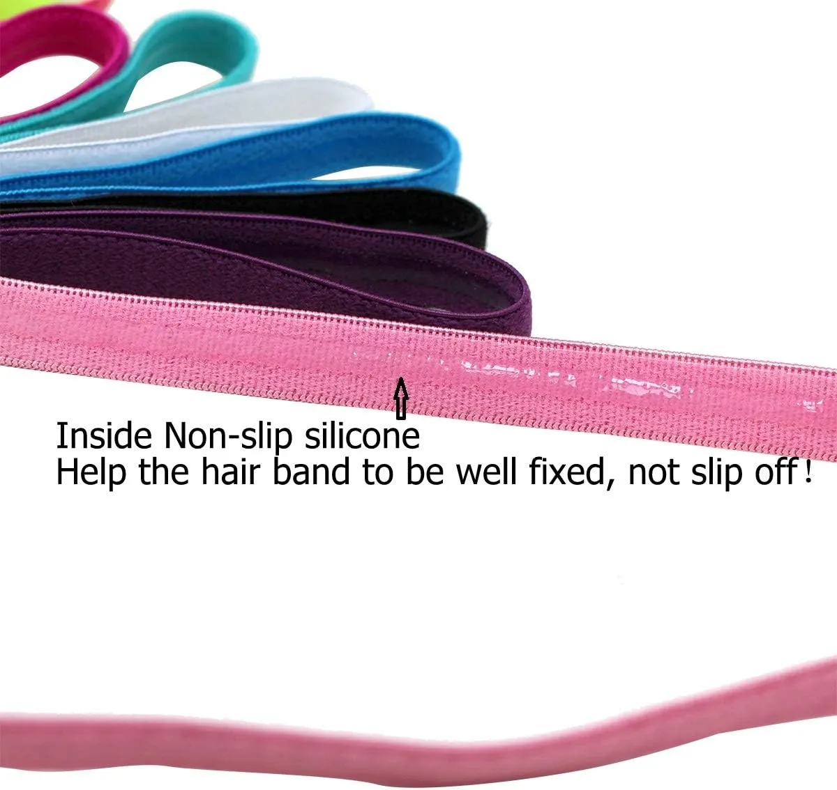 Girls Sport Headbands Non-Slip Hairband - Athletic Grip Elastic Single Skinny Sweatbands for Guide Sweat When Running Soccer Basketball Yoga Tennis Cycling 10 Pack