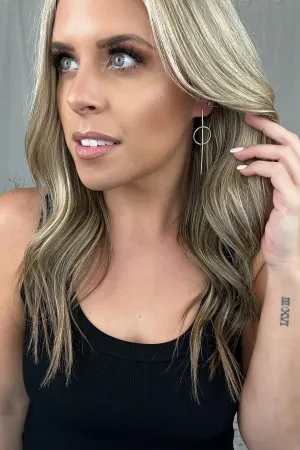 GOLD CIRCLE & BAR STUD EARRINGS