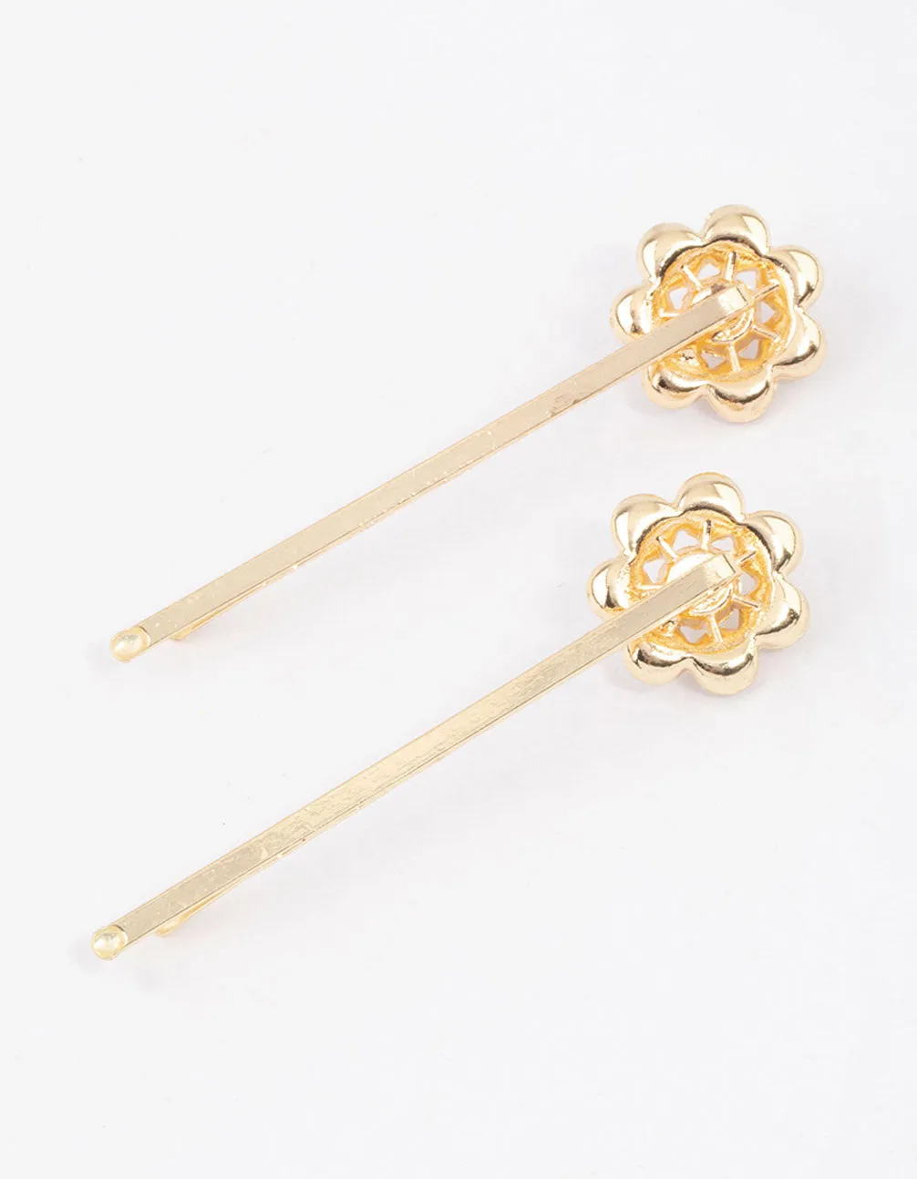 Gold Diamante & Pearl Hair Slides 4-Pack