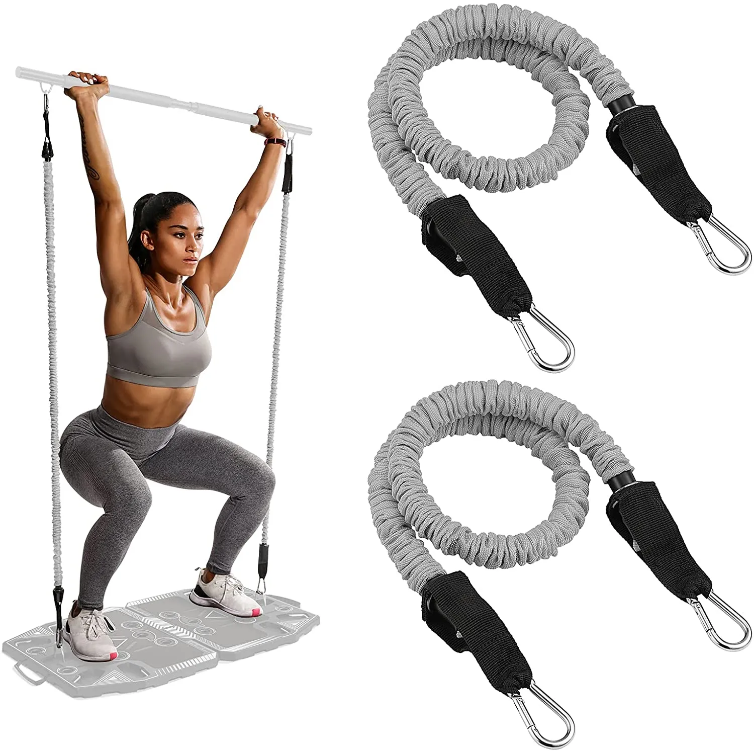 Gonex Portable Home Gym Workout Equipment with 14 Exercise Accessories Ab Roller Wheel,Elastic Resistance Bands,Push-up Stand,Post Landmine Sleeve and More for Full Body Workouts System