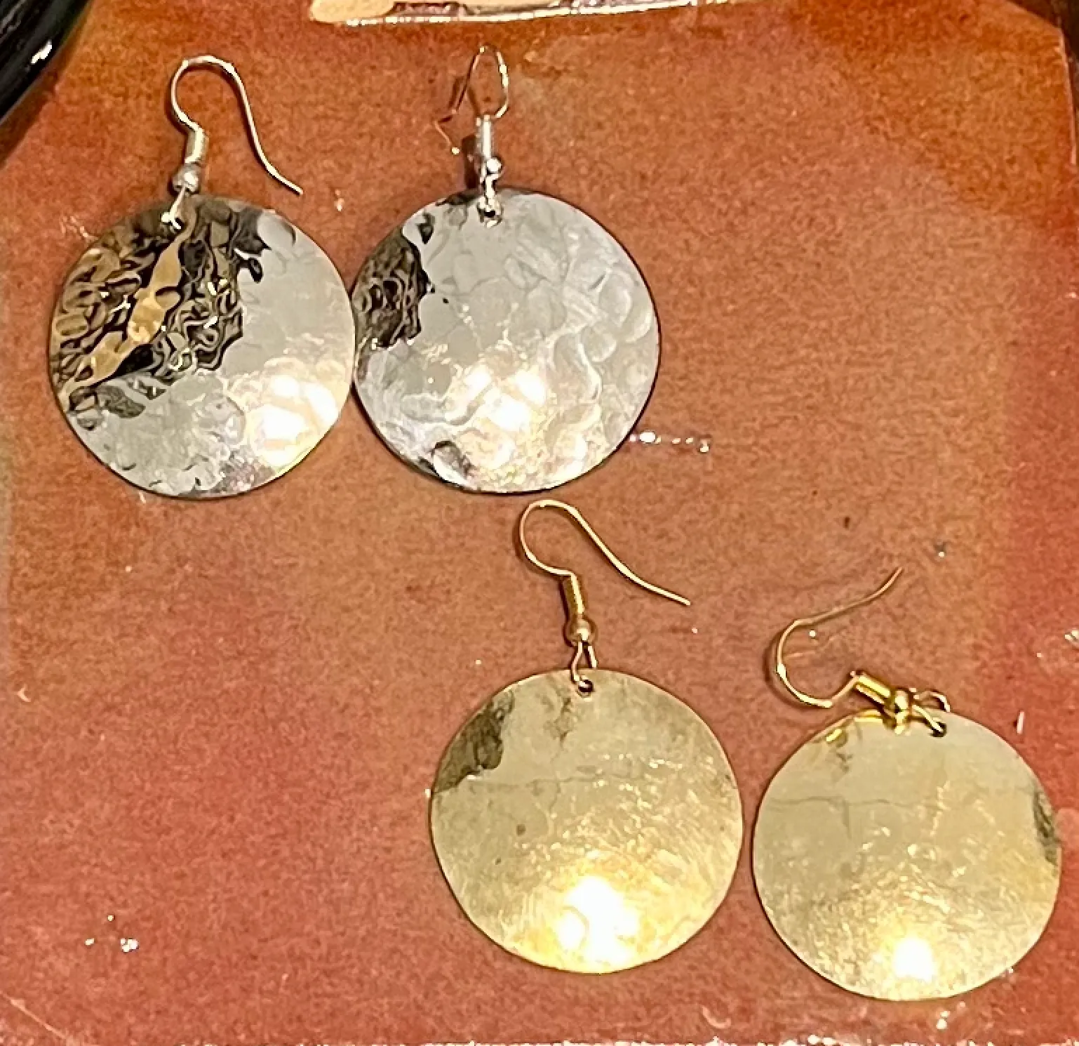Hand Hammered Metal Earrings | Brass and Silver