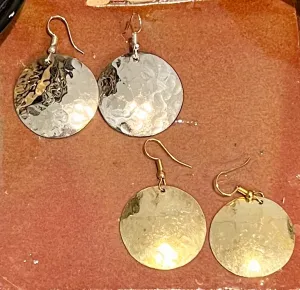 Hand Hammered Metal Earrings | Brass and Silver