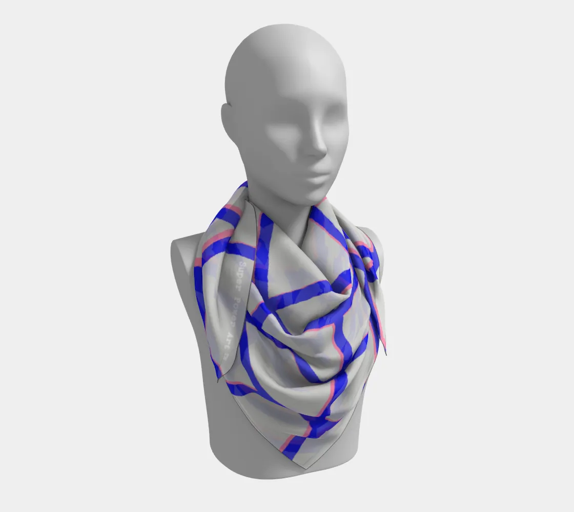 Insook Hwang's Art_scarves_Net_BluePinkline_gray