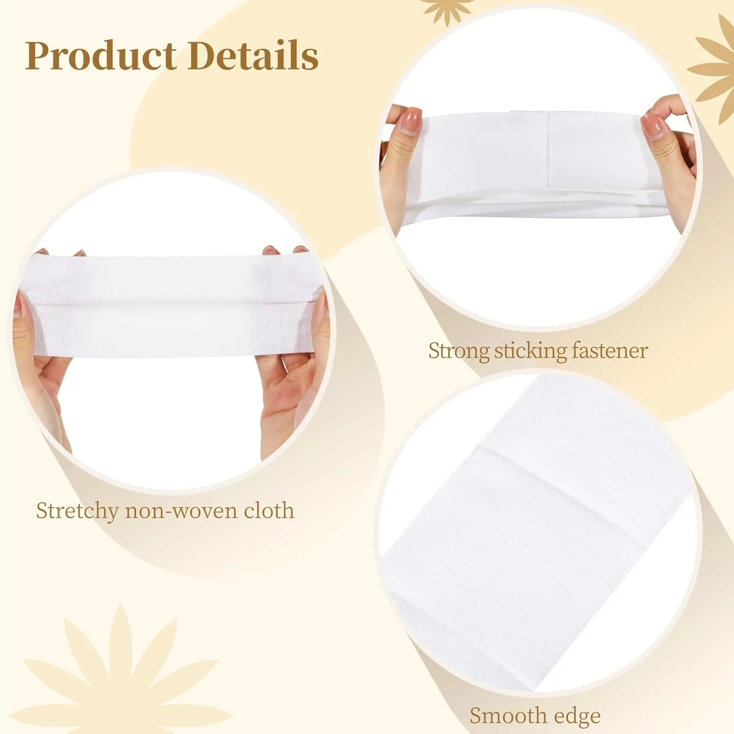 JUSTDOLIFE 150 PCS Disposable Spa Headbands, Elastic Headband Wrap with Adjustable Closure, Stretch Non-Woven Facial Bandeau, Soft Skin Care Essential Headbands with Sticking Fastener