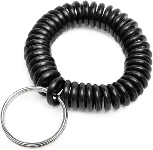 Juvale 100 Pack Spiral Coil Wrist Keychains - Stretchy Wristband Bracelet Key Rings (Black) - Spiral Bracelet Wrist Coil