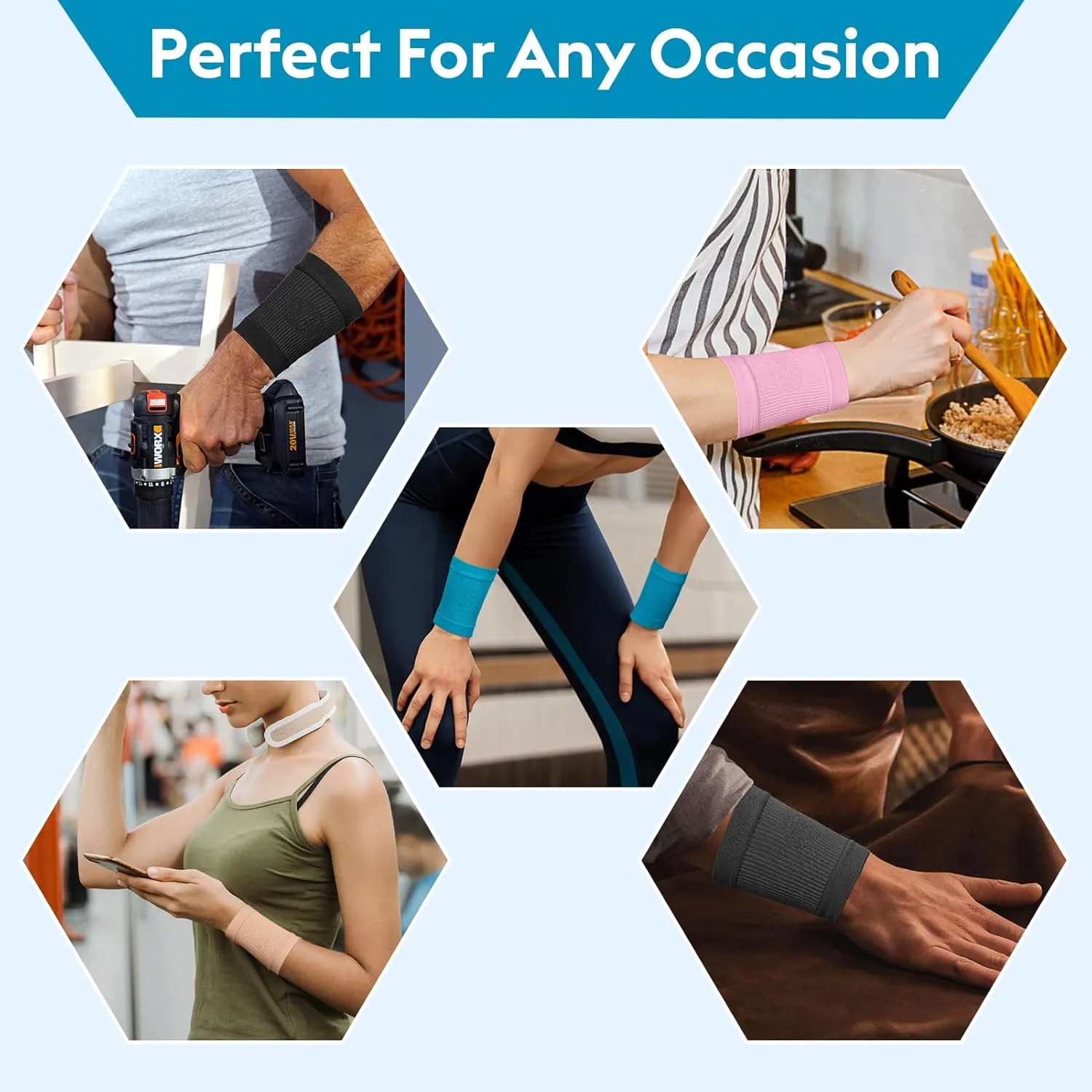 KEKING Compression Wrist Sleeves for Women Men, 1 Pair, Premium Wrist Support Bands for Carpal Tunnel, Improve Circulation & Recovery, Tendonitis, Tennis, Sports - Wrist Brace Wrist Wraps, Black XL