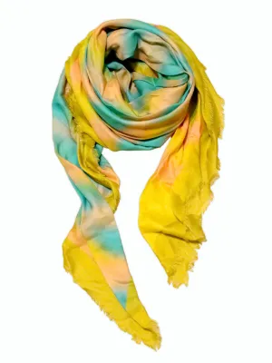 Luxury Fancy Big Yellow Scarf "Fantaisie de Rive Gauche"  Made in Italy