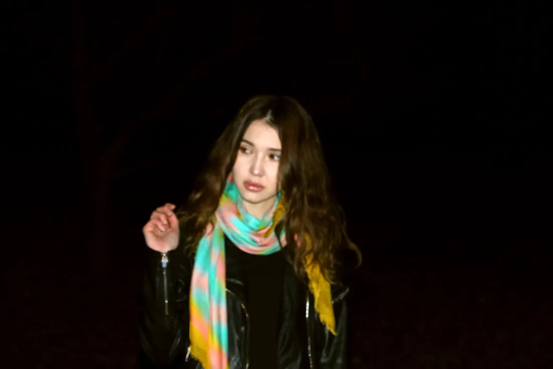Luxury Fancy Big Yellow Scarf "Fantaisie de Rive Gauche"  Made in Italy