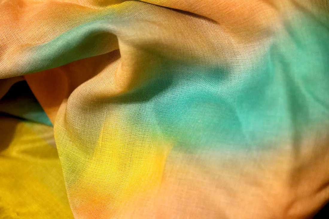 Luxury Fancy Big Yellow Scarf "Fantaisie de Rive Gauche"  Made in Italy