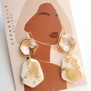 Marbled Glass Chandelier Earrings - Neutral