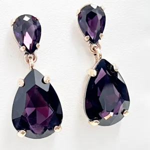 Mariah - Rhinestone Drop Earrings (Plum)
