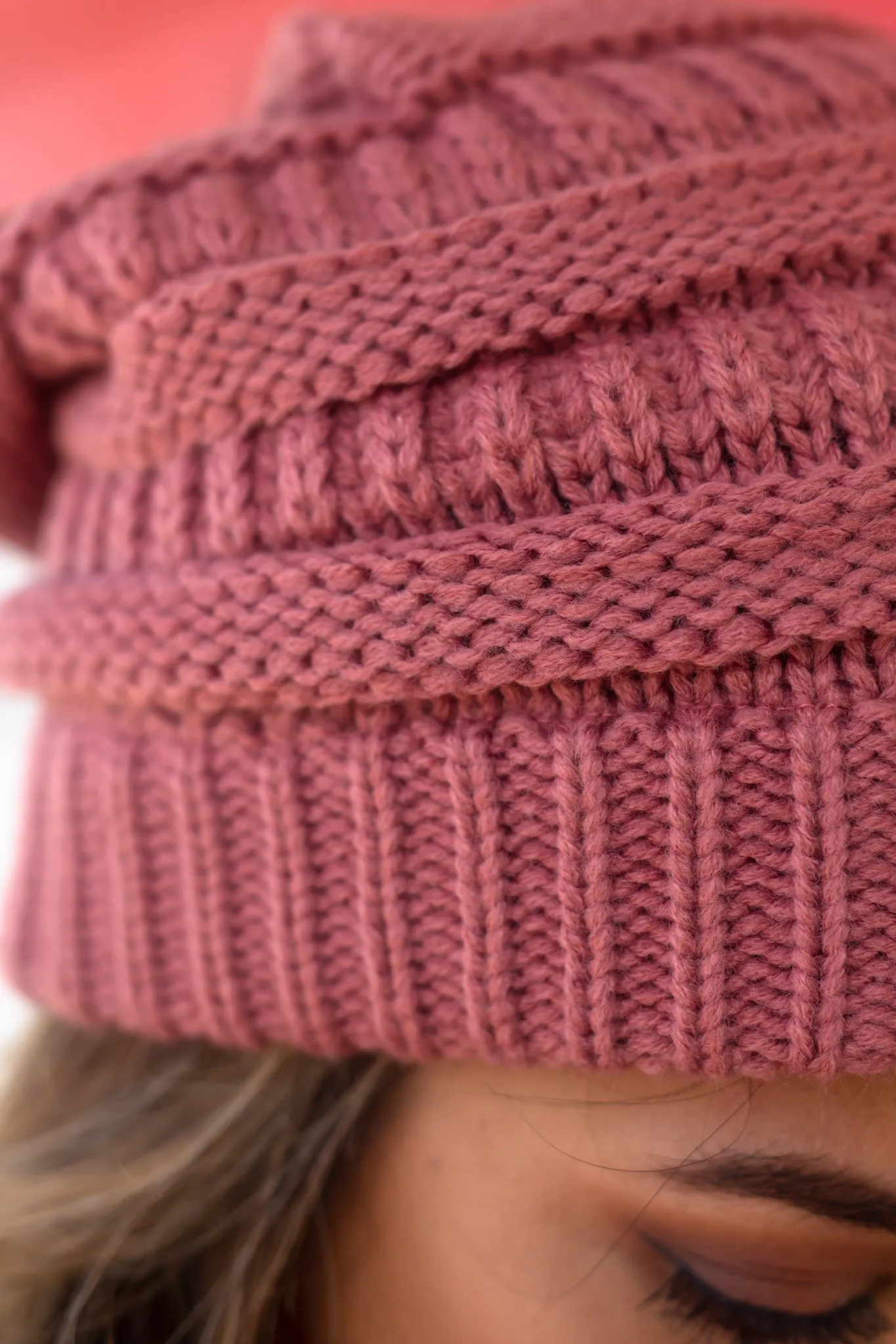 Mauve Knit Beanie