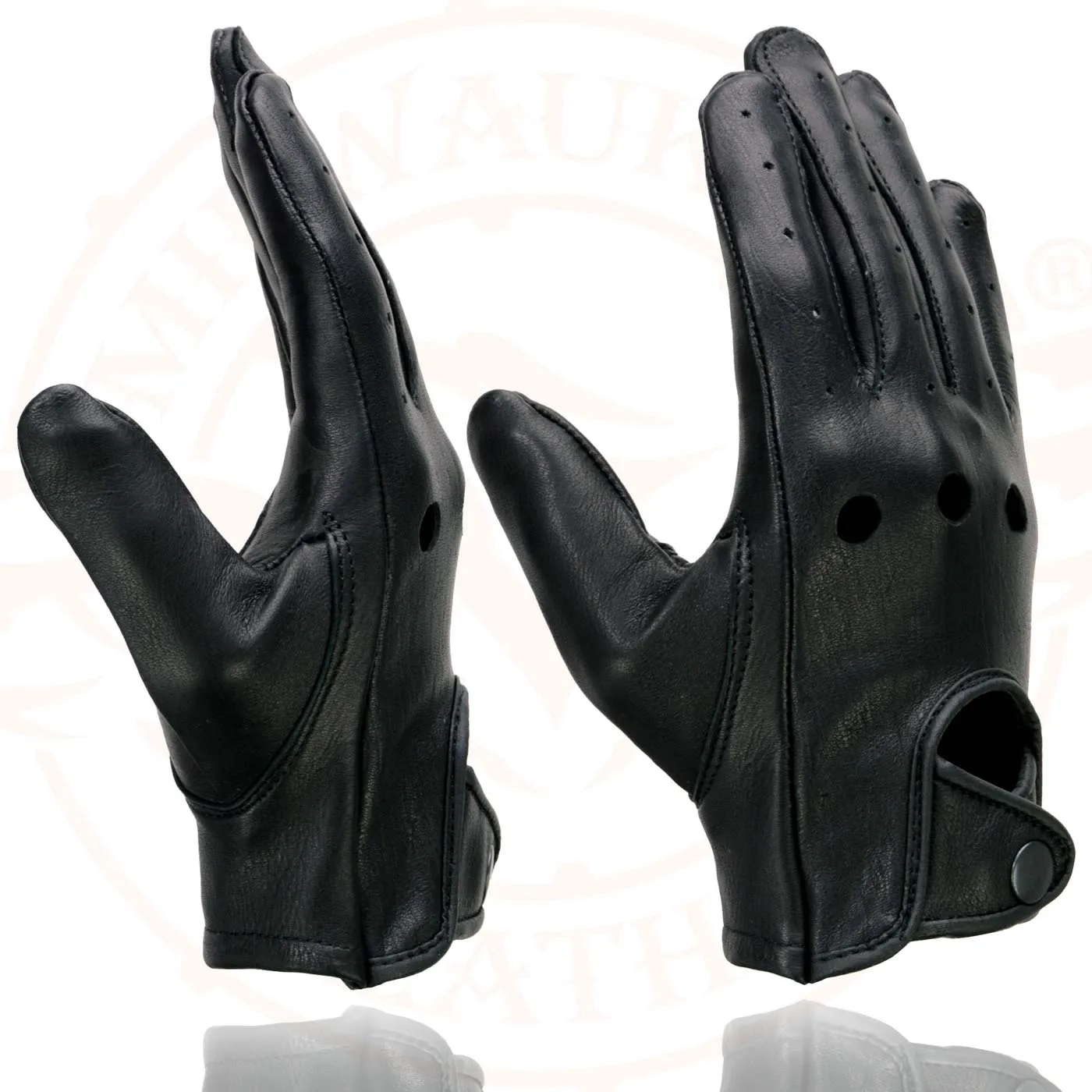 Milwaukee Leather MG7720 Women's Black Perforated Deer Skin Leather