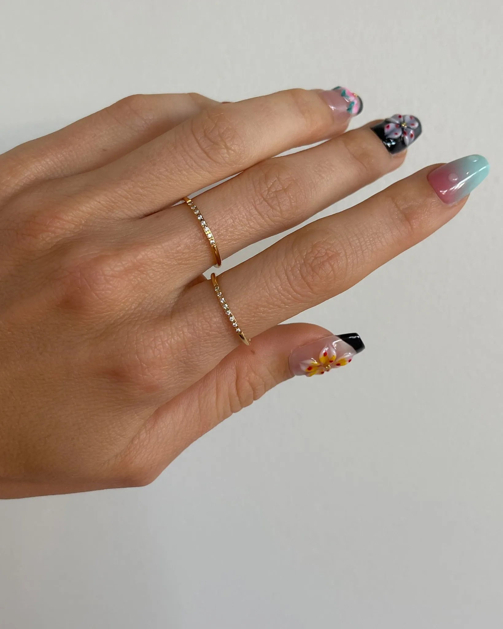 MINIMALIST STACKING ZIRCONIA RING 18K GOLD PVD