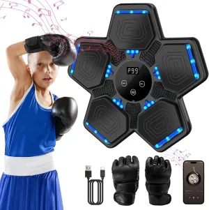 Music Boxing Machine with Boxing Gloves,Smart Bluetooth Boxing Wall Mounted Machine with LED Display Screen,Music Punching Machine Workout Equipment for Kids and Adults,Good Gift