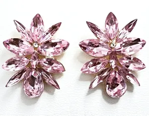 Natalie - Pink Rhinestone Statement Stud Earrings