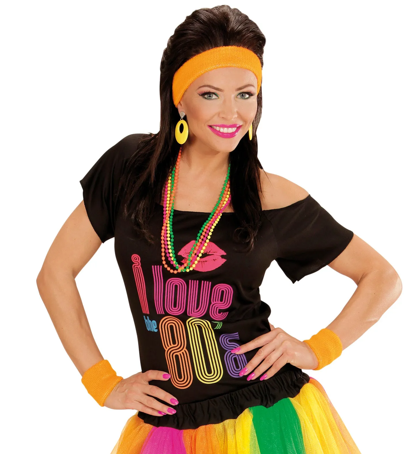 Neon Orange 80's Sweatband and Wristbands