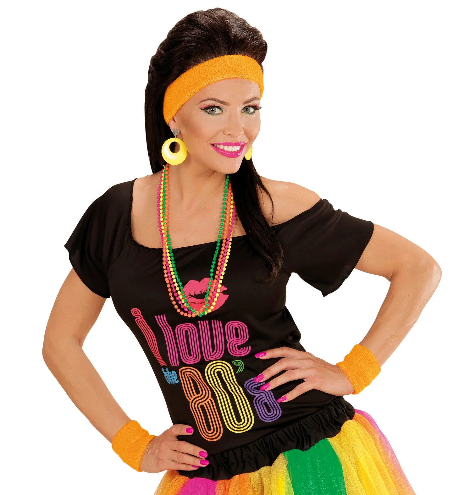 Neon Orange 80's Sweatband and Wristbands