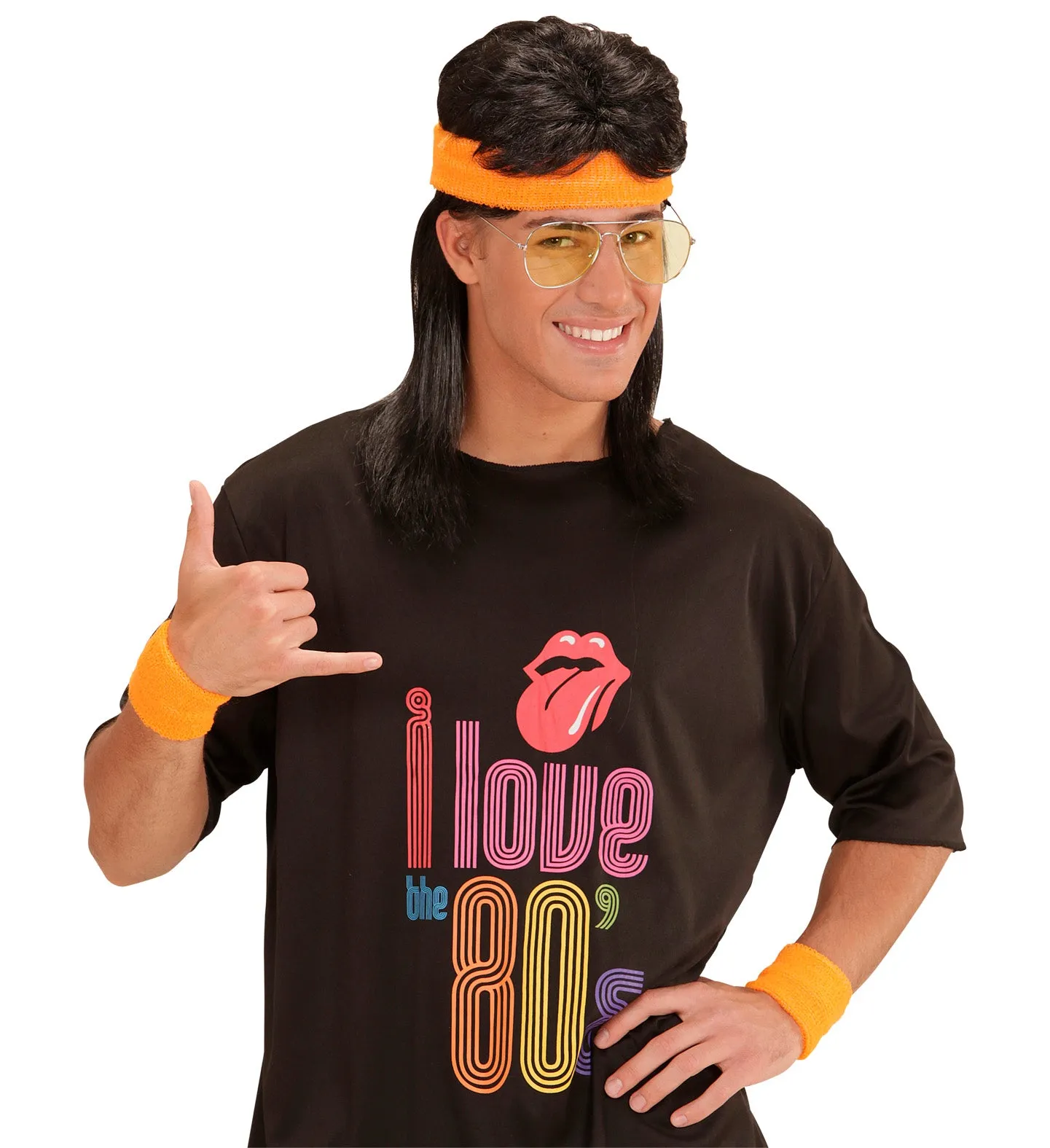 Neon Orange 80's Sweatband and Wristbands