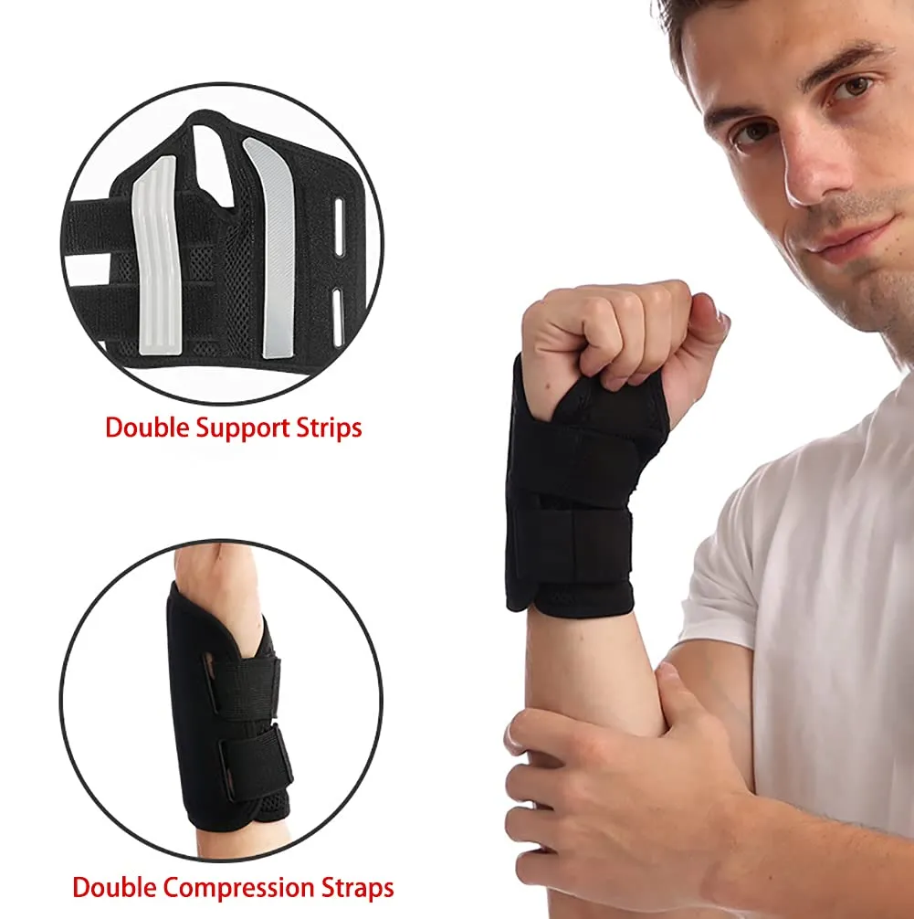 NuCamper Wrist Brace Carpal Tunnel Right Left Hand for Men Women, Night Wrist Sleep Supports Splints Arm Stabilizer with Compression Sleeve Adjustable Straps,for Tendonitis Arthritis Pain Relief