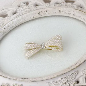 Pearl and Stone Pave Bow Pinch Clip