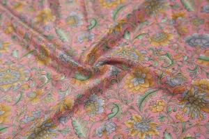 Pink 60 Gram Printed Silk Crepe Fabric