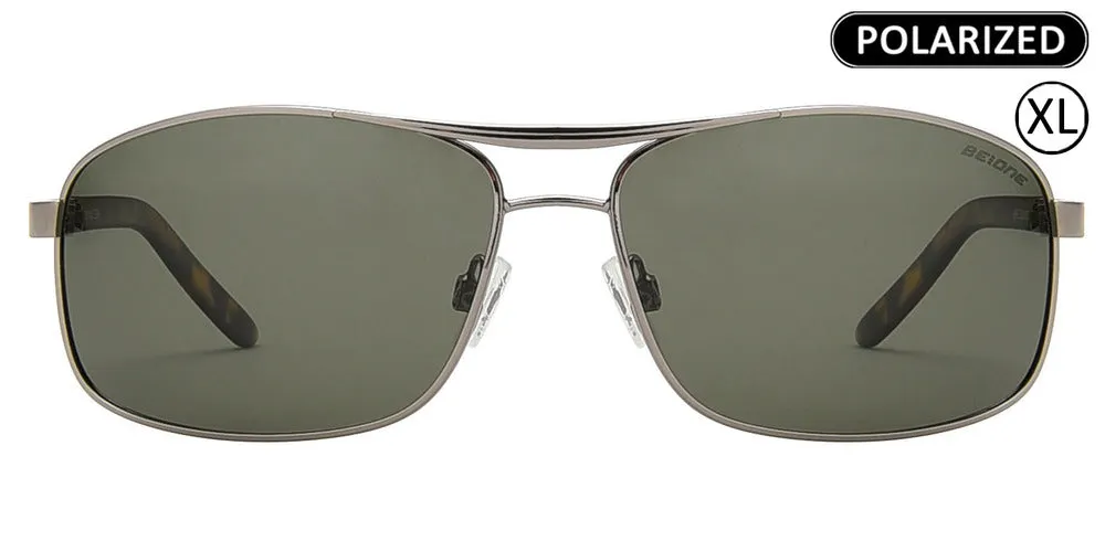 PL 3940 - Men's Big and Tall XL Oversized Rectangular Polarized Metal Sunglasses
