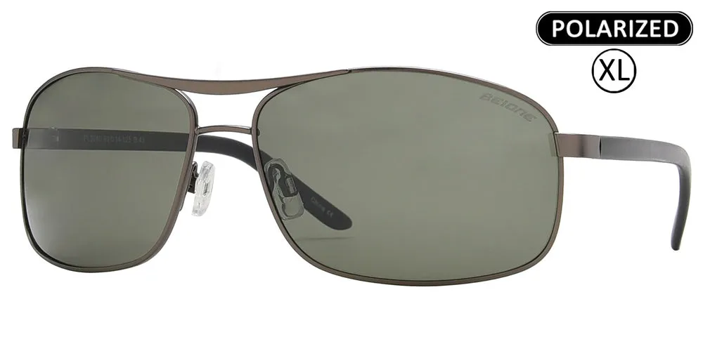 PL 3940 - Men's Big and Tall XL Oversized Rectangular Polarized Metal Sunglasses