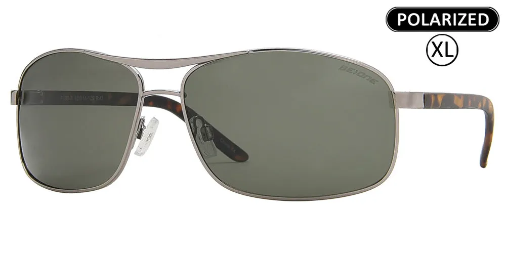 PL 3940 - Men's Big and Tall XL Oversized Rectangular Polarized Metal Sunglasses
