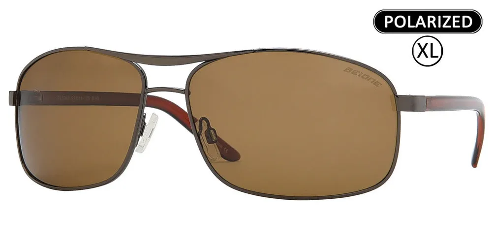 PL 3940 - Men's Big and Tall XL Oversized Rectangular Polarized Metal Sunglasses