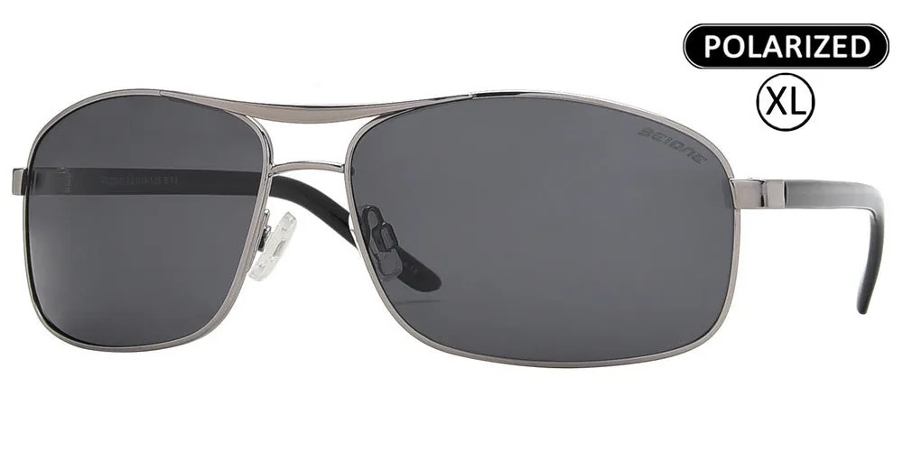 PL 3940 - Men's Big and Tall XL Oversized Rectangular Polarized Metal Sunglasses