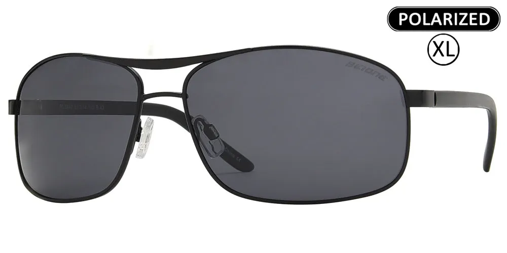 PL 3940 - Men's Big and Tall XL Oversized Rectangular Polarized Metal Sunglasses