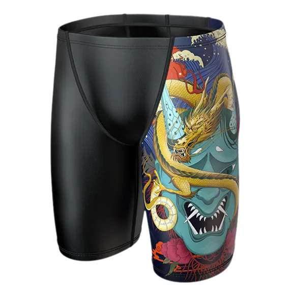 Plus Size & Quick-dry Men's Swimming Trunks with Chinese Dragon Pattern